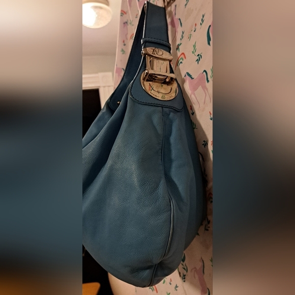 Y2K Marc Jacobs Aqua Leather Hobo Boho Streetwear Casual Everyday Purse Bag - Picture 8 of 14